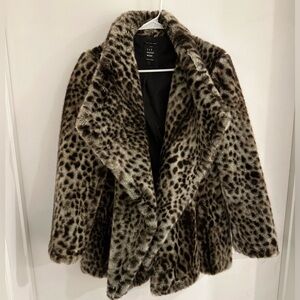 Zara Faux Fur Trapeze-Cut Jacket